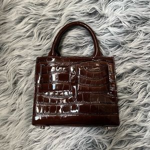 Brandon Blackwood Kuei Bag Brown Croc Embossed Vegan Leather